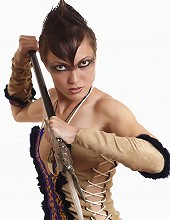 Sexy warrior getting naked and leaking her ax